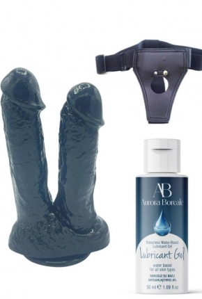 Belden Balamal Kayganlatrc Set Noctis 21cm Siyah iftli Dildo No:61